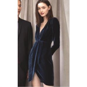 Theory Meleesa Vintage Teal Glossed Velvet Dress